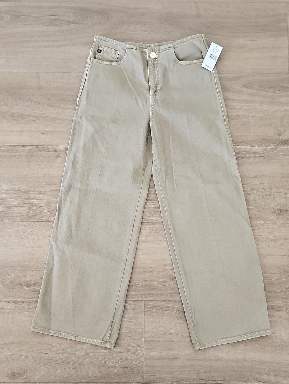 Adriano Goldschmied Wide Leg Cotton Pants in Khaki Size 27